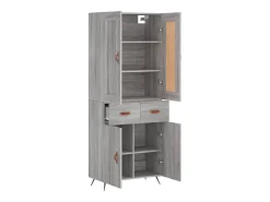 Aparador alto madera contrachapada gris sonoma 69,5x34x180 cm