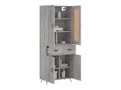 Aparador alto madera contrachapada gris sonoma 69,5x34x180 cm