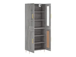 Aparador alto madera contrachapada gris sonoma 69,5x34x180 cm