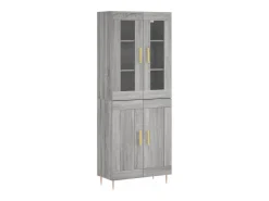 Aparador alto madera contrachapada gris sonoma 69,5x34x180 cm