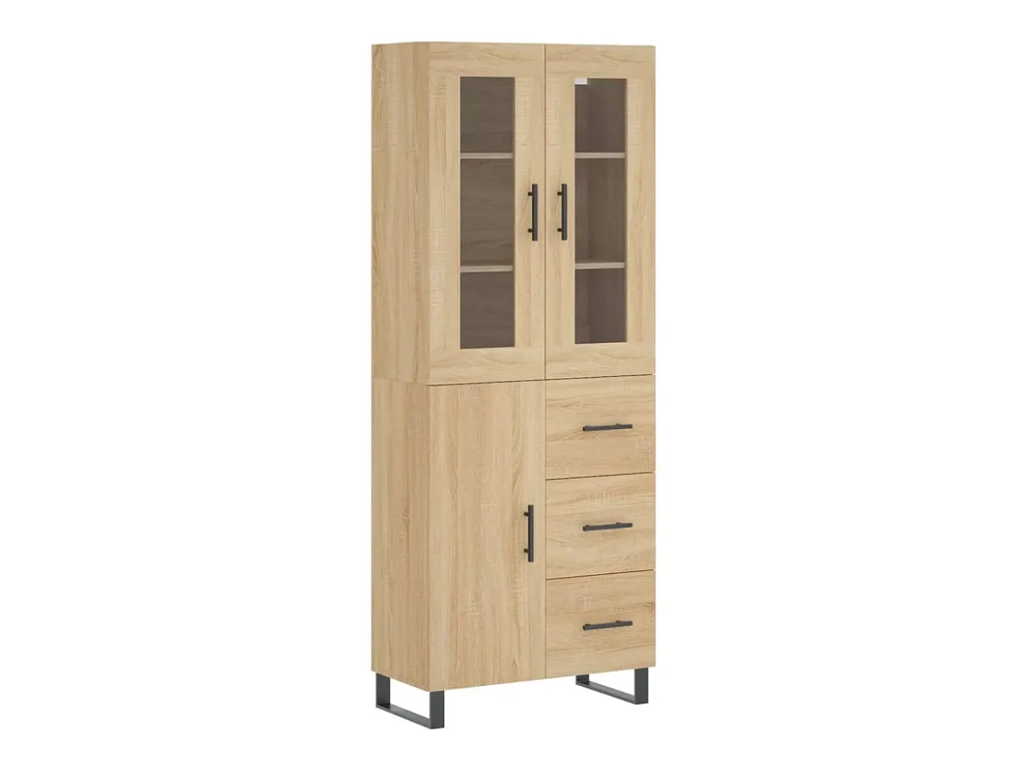 Aparador alto madera contrachapada color roble 69,5x34x180 cm