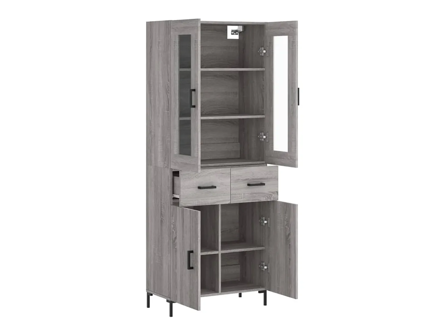 Aparador alto madera contrachapada gris sonoma 69,5x34x180 cm