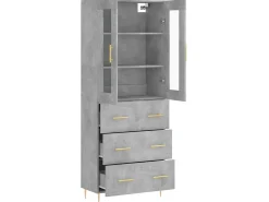 Aparador alto madera contrachapada gris hormigón 69,5x34x180 cm ES50525