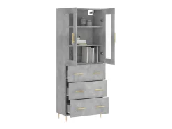 Aparador alto madera contrachapada gris hormigón 69,5x34x180 cm ES50525