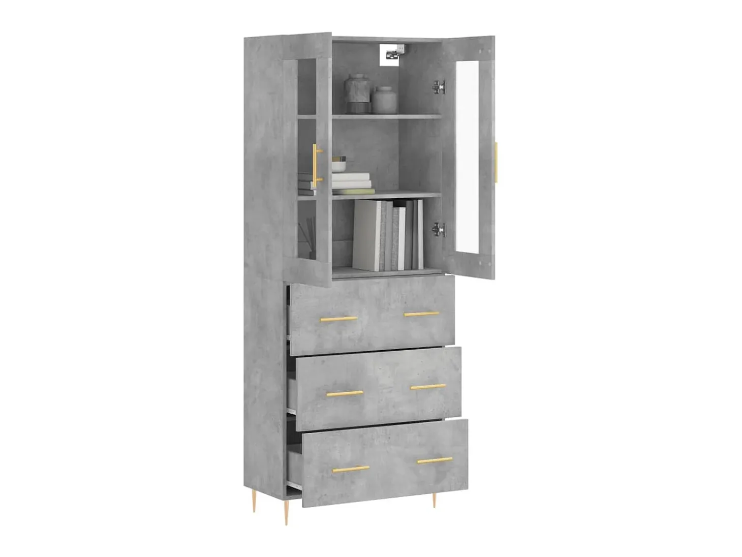 Aparador alto madera contrachapada gris hormigón 69,5x34x180 cm ES50525