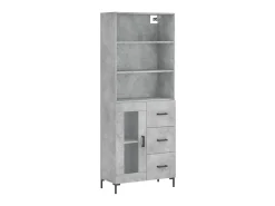 Aparador alto madera contrachapada gris hormigón 69,5x34x180 cm ES46869