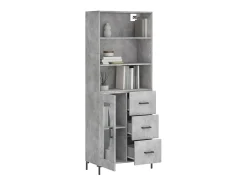 Aparador alto madera contrachapada gris hormigón 69,5x34x180 cm ES46869