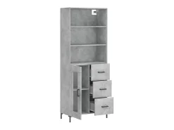 Aparador alto madera contrachapada gris hormigón 69,5x34x180 cm ES46869