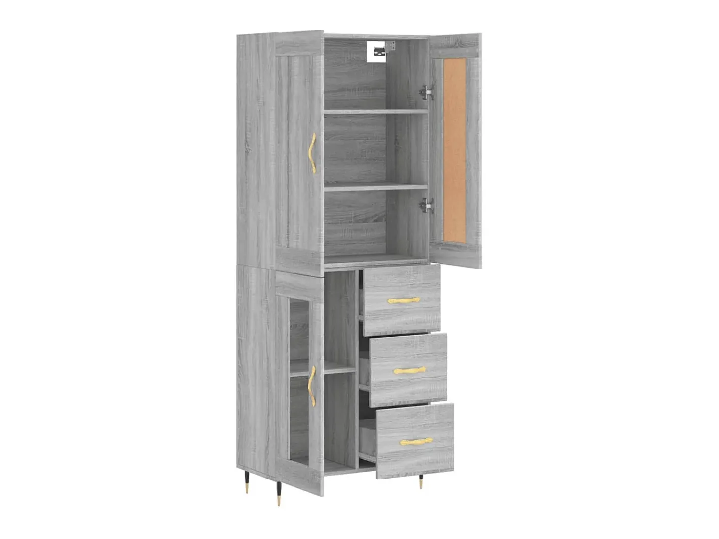 Aparador alto madera contrachapada gris sonoma 69,5x34x180 cm ES62101