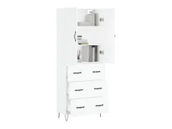 Aparador alto madera contrachapada blanco 69,5x34x180 cm ES47498