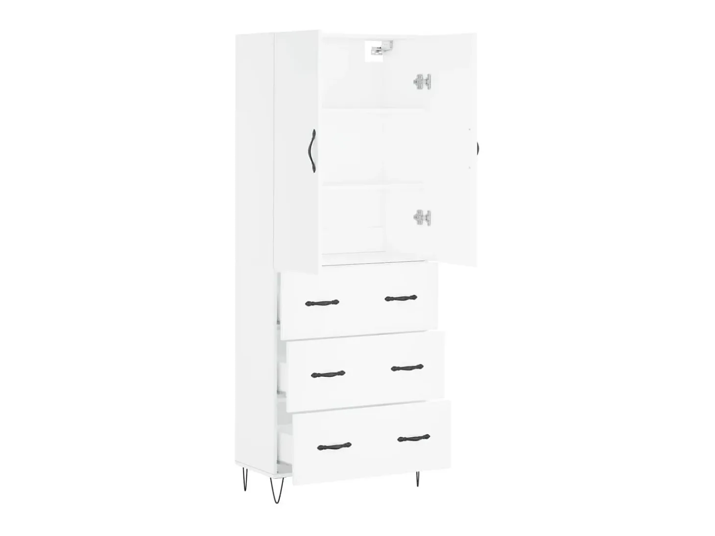 Aparador alto madera contrachapada blanco 69,5x34x180 cm ES47498