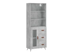 Aparador alto madera contrachapada gris hormigón 69,5x34x180 cm ES68900