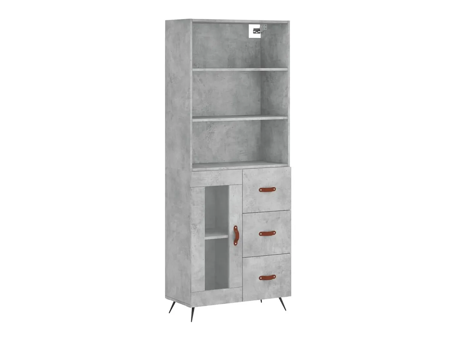 Aparador alto madera contrachapada gris hormigón 69,5x34x180 cm ES68900