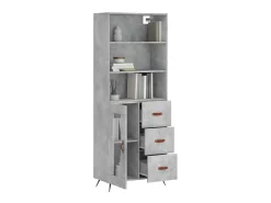 Aparador alto madera contrachapada gris hormigón 69,5x34x180 cm ES68900