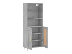 Aparador alto madera contrachapada gris hormigón 69,5x34x180 cm ES19598