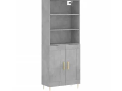 Aparador alto madera contrachapada gris hormigón 69,5x34x180 cm ES19598