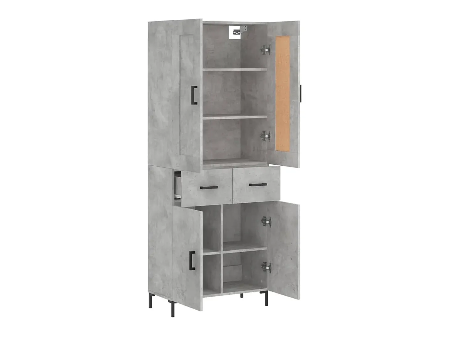 Aparador alto madera contrachapada gris hormigón 69,5x34x180 cm ES71911