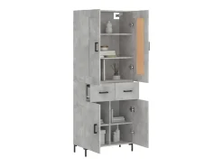 Aparador alto madera contrachapada gris hormigón 69,5x34x180 cm ES71911