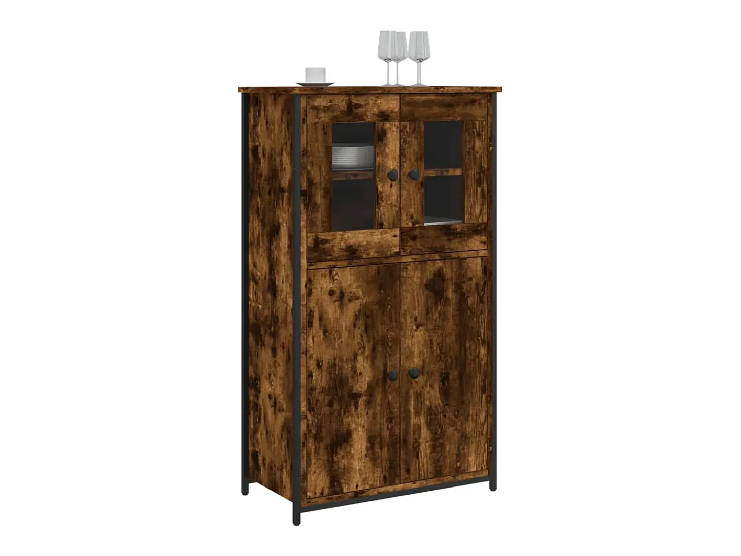 Aparador alto madera contrachapada roble ahumado 62x32x106,5 cm ES70077