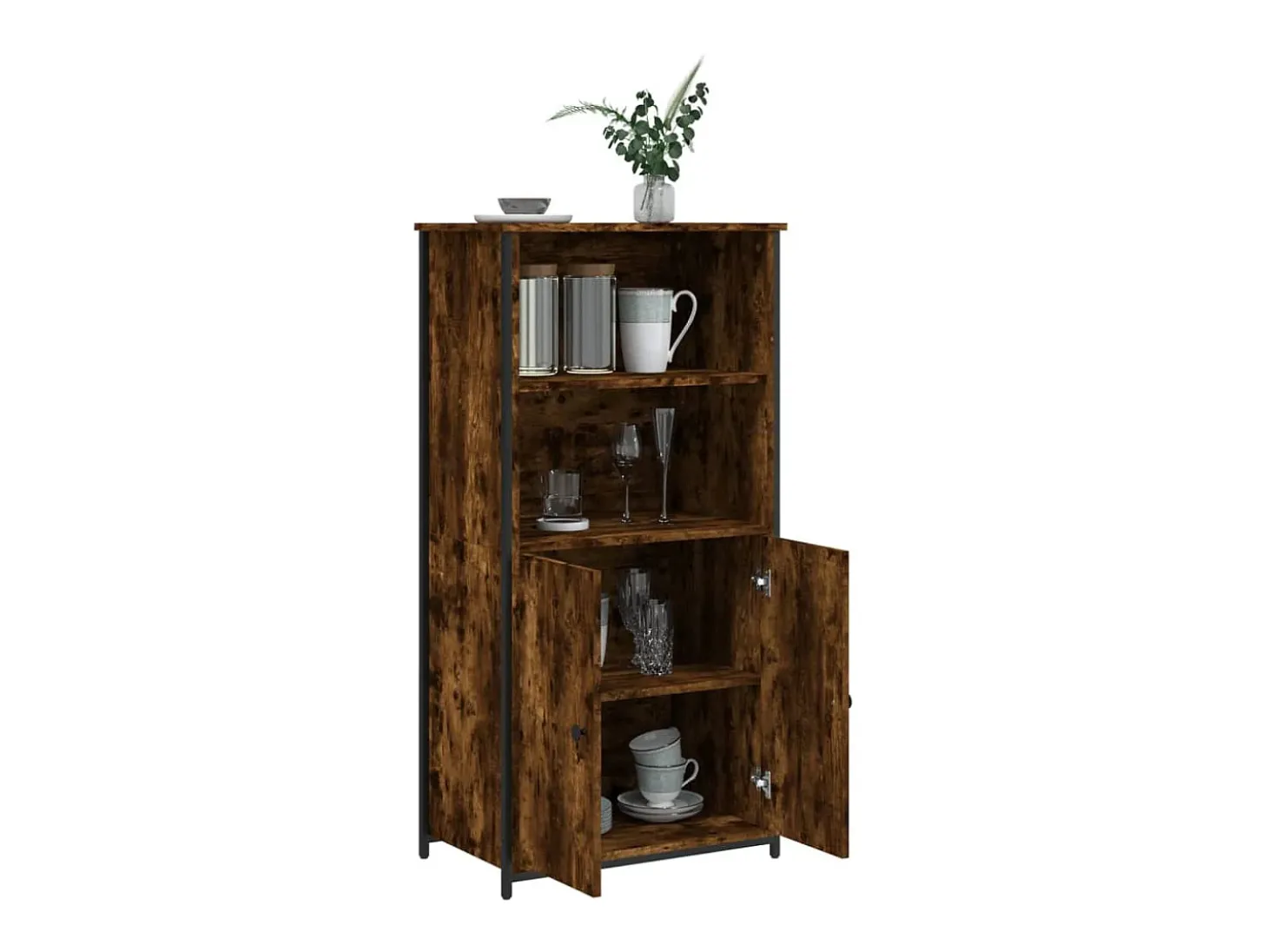 Aparador alto madera contrachapada roble ahumado 62x36x121,5 cm ES80358