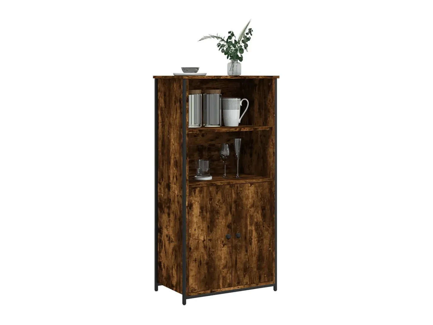 Aparador alto madera contrachapada roble ahumado 62x36x121,5 cm ES80358