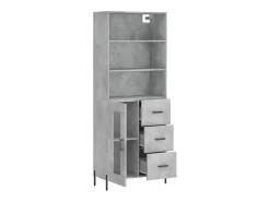 Aparador alto madera contrachapada gris hormigón 69,5x34x180 cm