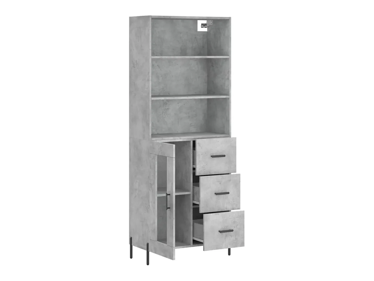 Aparador alto madera contrachapada gris hormigón 69,5x34x180 cm