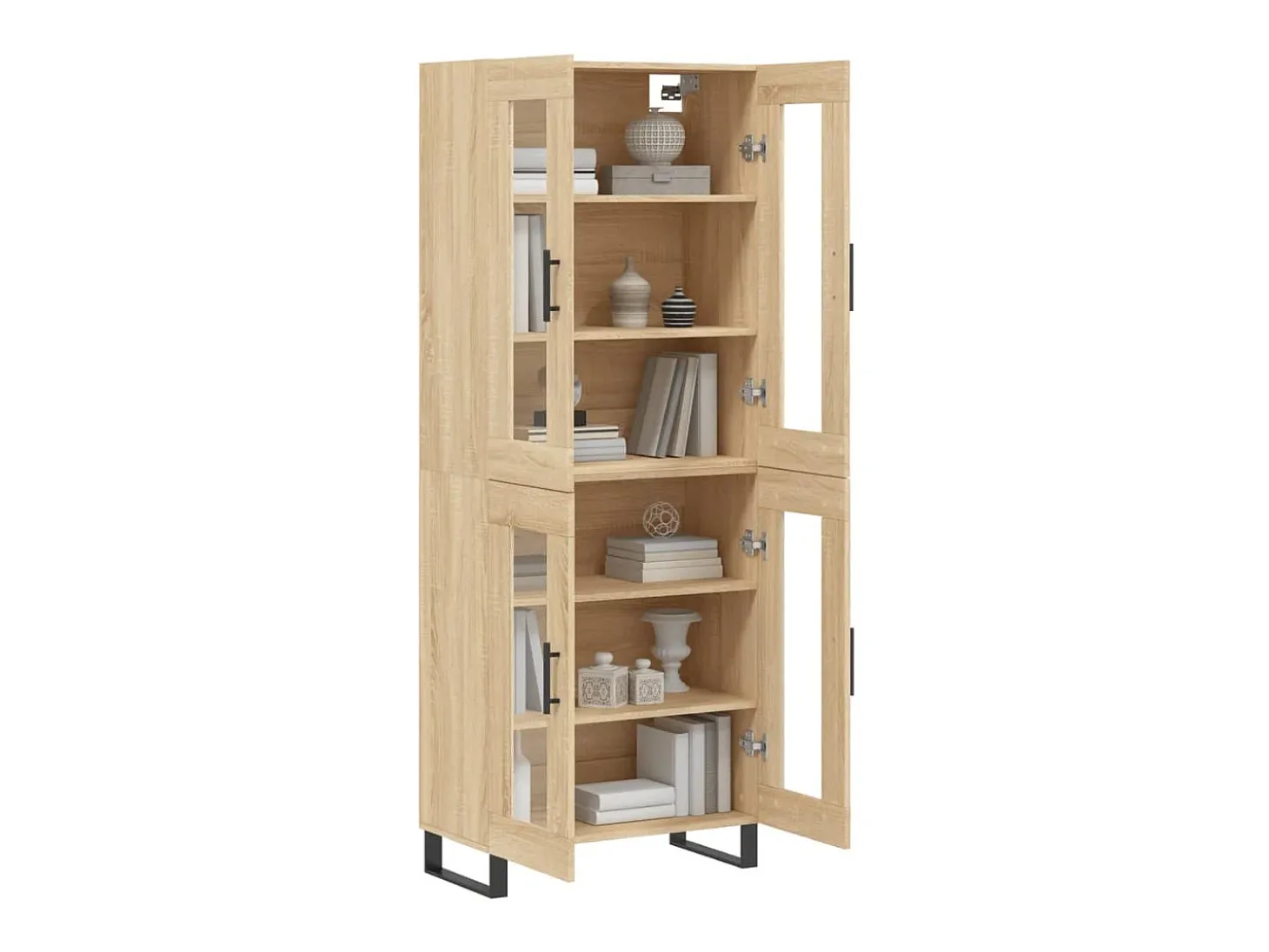 Aparador alto madera contrachapada color roble 69,5x34x180 cm ES848943