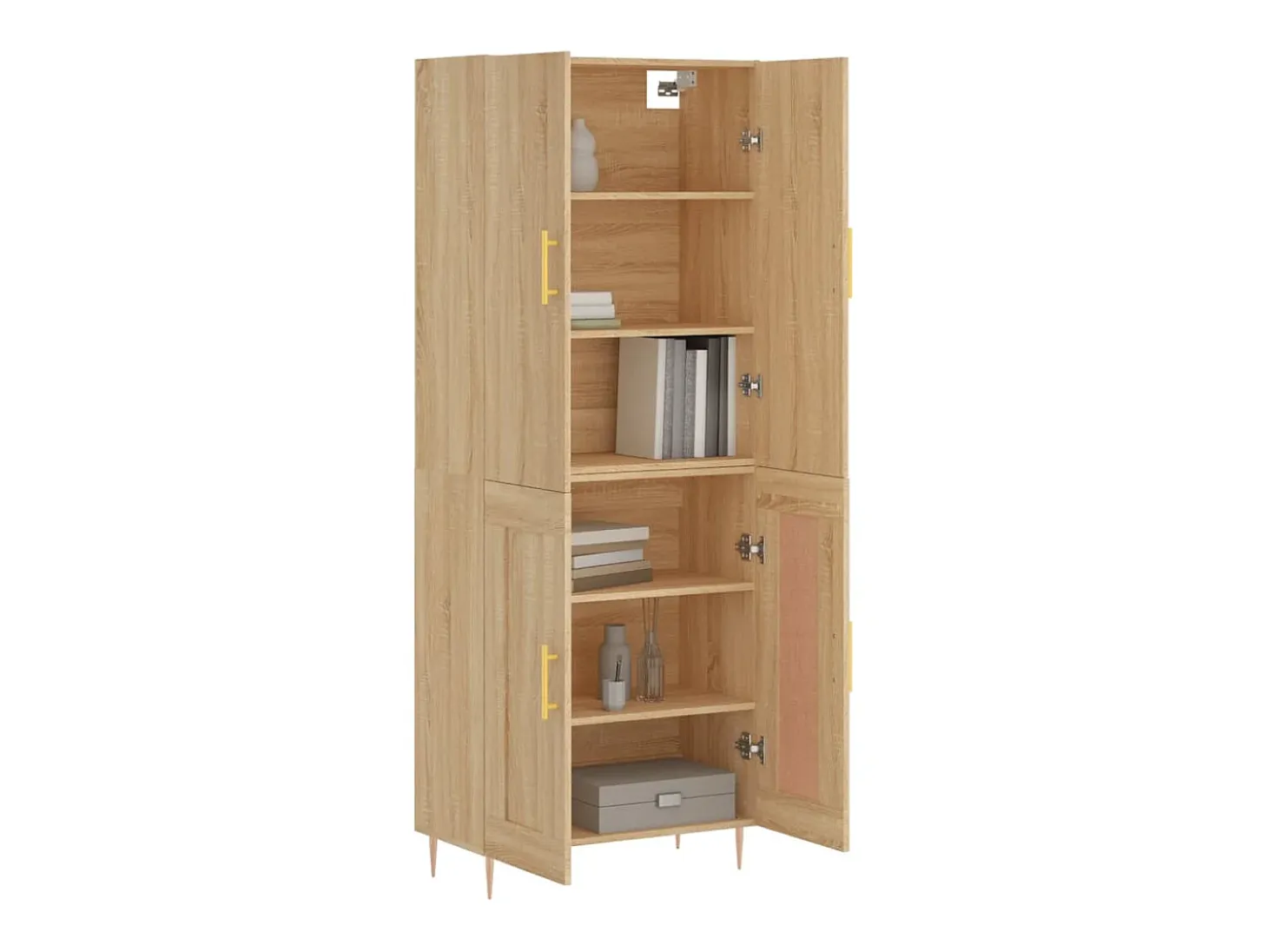 Aparador alto madera contrachapada color roble 69,5x34x180 cm