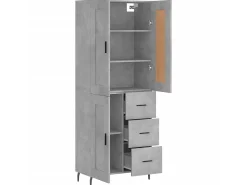 Aparador alto madera contrachapada gris hormigón 69,5x34x180 cm ES13870