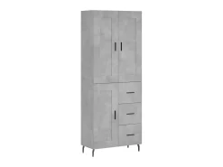 Aparador alto madera contrachapada gris hormigón 69,5x34x180 cm ES13870