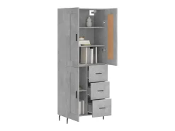 Aparador alto madera contrachapada gris hormigón 69,5x34x180 cm ES13870