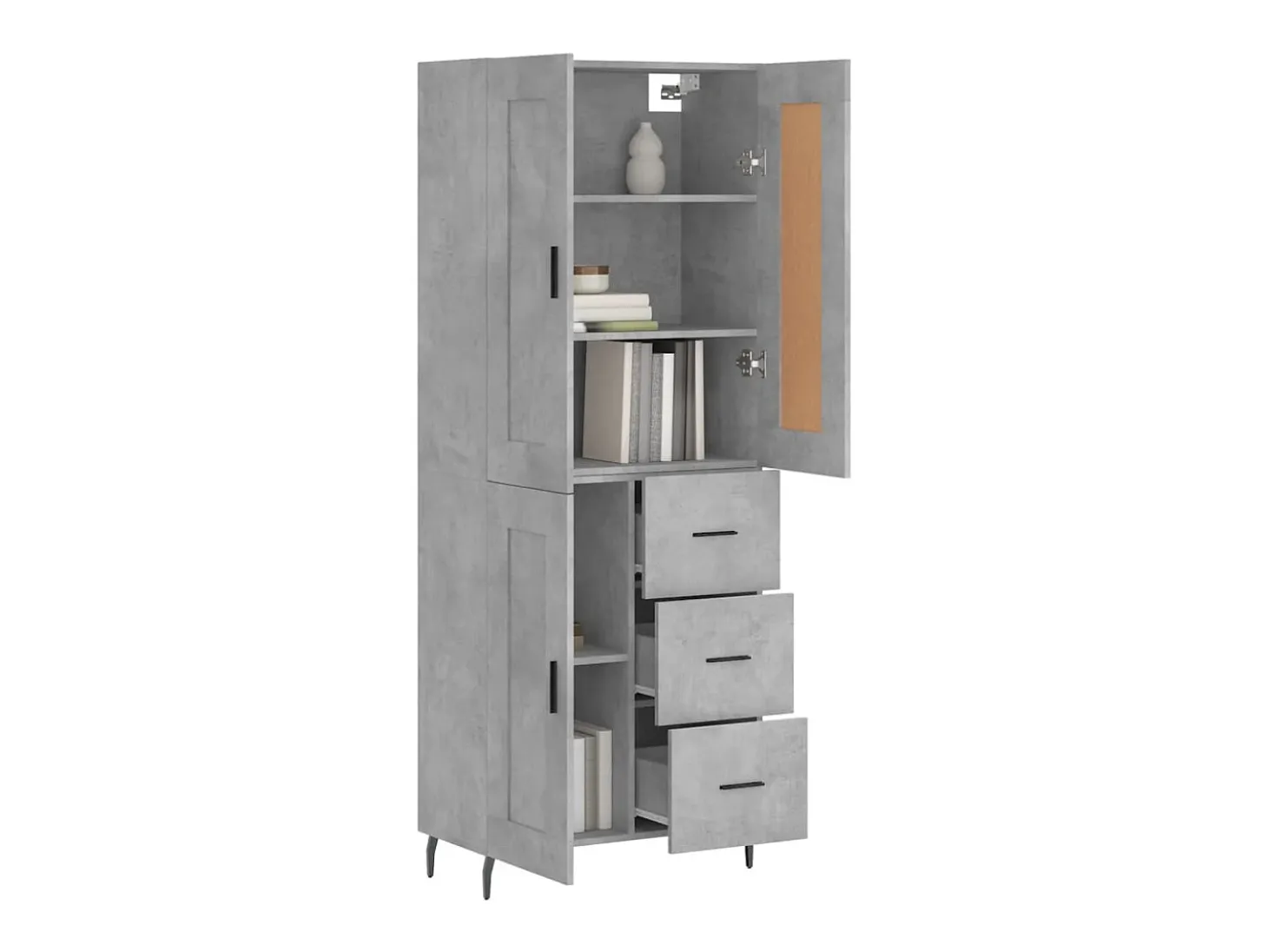 Aparador alto madera contrachapada gris hormigón 69,5x34x180 cm ES13870