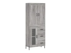 Aparador alto madera contrachapada gris sonoma 69,5x34x180 cm