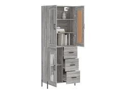 Aparador alto madera contrachapada gris sonoma 69,5x34x180 cm