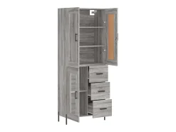 Aparador alto madera contrachapada gris sonoma 69,5x34x180 cm