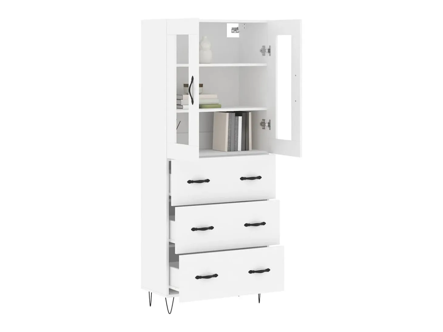 Aparador alto madera contrachapada blanco 69,5x34x180 cm