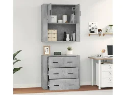 Aparador alto madera contrachapada gris hormigón ES655926