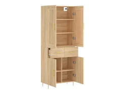 Aparador alto madera contrachapada color roble 69,5x34x180 cm
