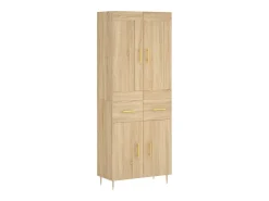 Aparador alto madera contrachapada color roble 69,5x34x180 cm