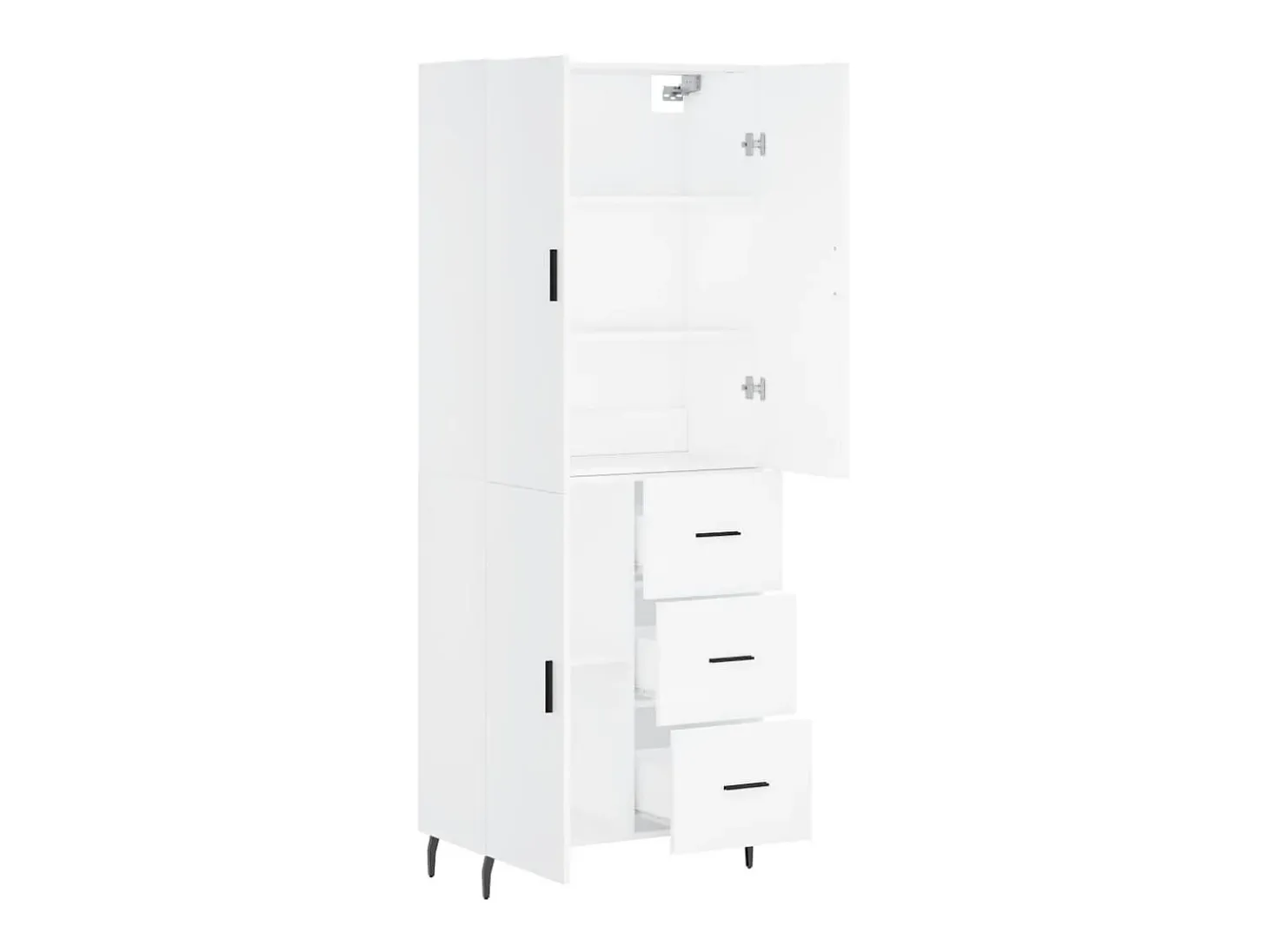 Aparador alto madera contrachapada blanco 69,5x34x180 cm ES29699