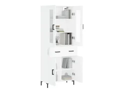 Aparador alto madera contrachapada blanco 69,5x34x180 cm ES76674