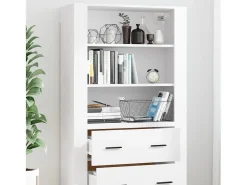 Aparador alto madera contrachapada blanco ES39269