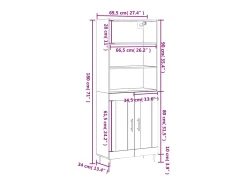 Aparador alto madera contrachapada color roble 69,5x34x180 cm