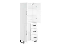 Aparador alto madera contrachapada blanco 69,5x34x180 cm