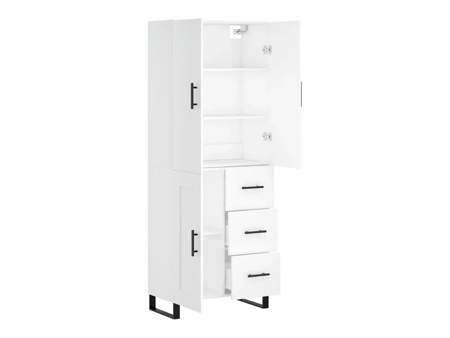 Aparador alto madera contrachapada blanco 69,5x34x180 cm