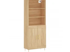 Aparador alto madera contrachapada color roble 69,5x34x180 cm ES86083