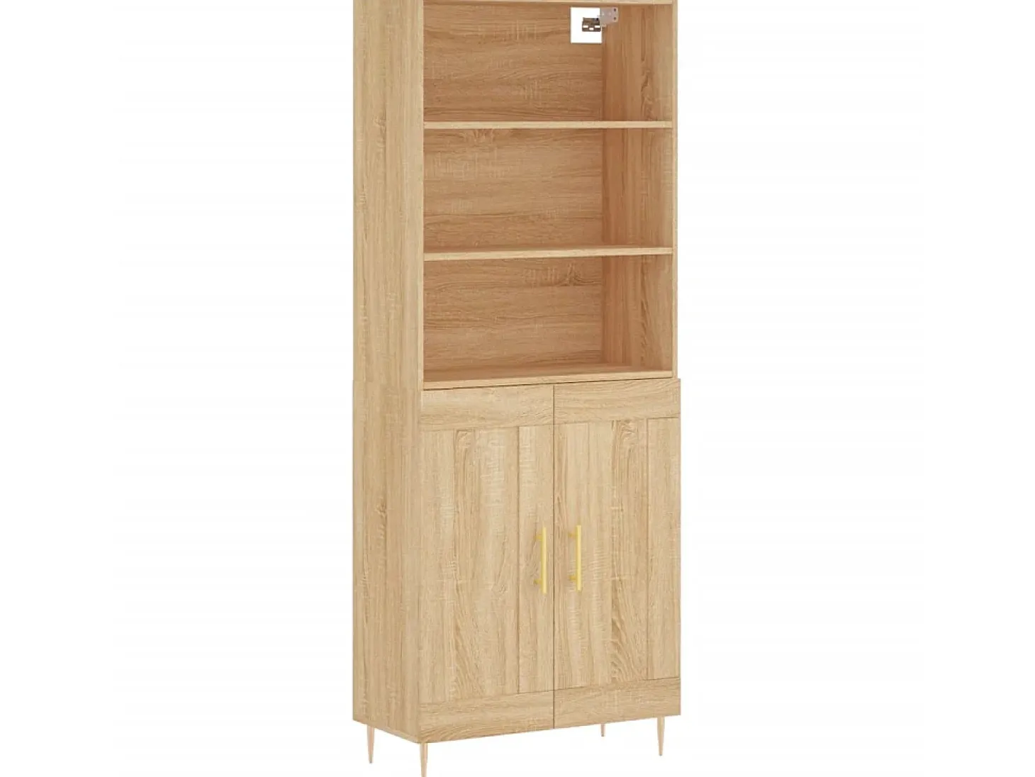 Aparador alto madera contrachapada color roble 69,5x34x180 cm ES86083