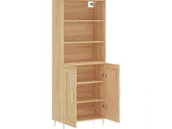 Aparador alto madera contrachapada color roble 69,5x34x180 cm ES86083
