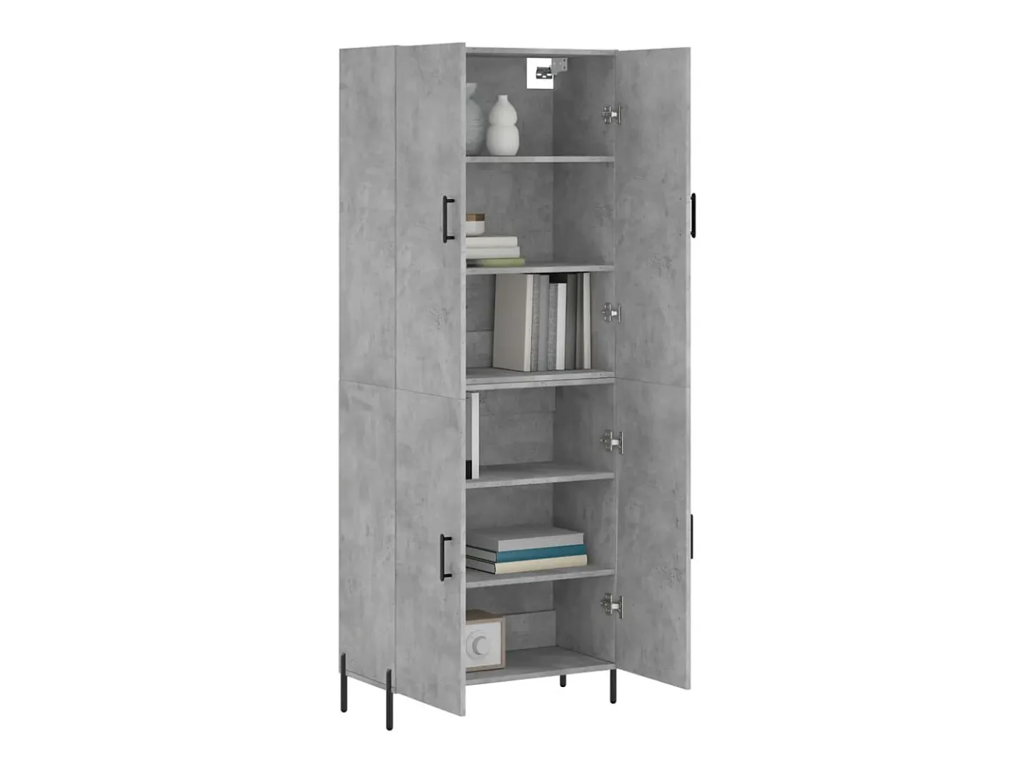 Aparador alto madera contrachapada gris hormigón 69,5x34x180 cm ES69568